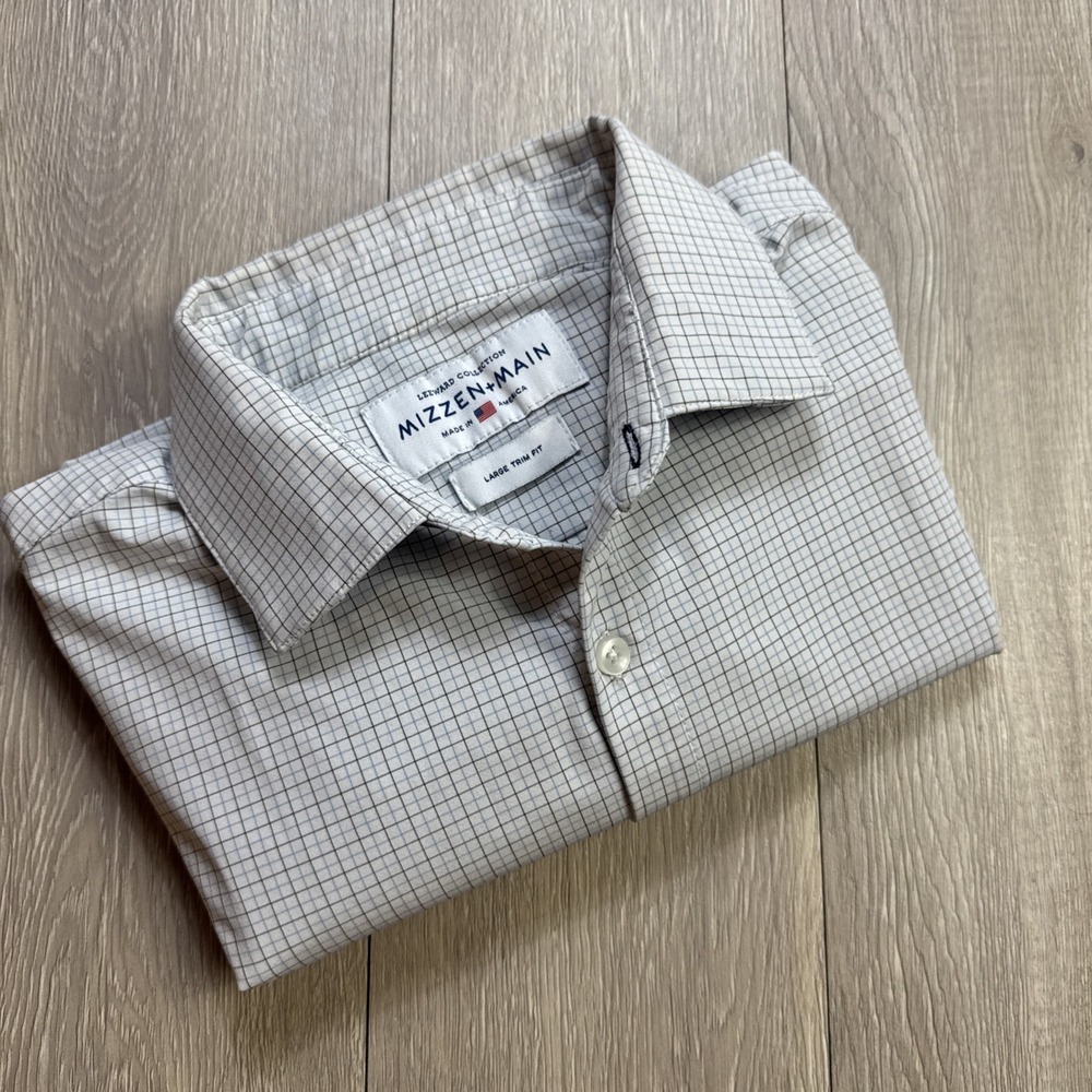 Mizzen+Main Light Gray Grid Pattern Shirt